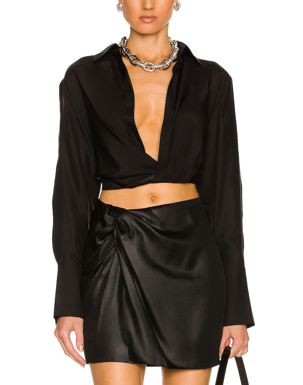 Gauge81 Draped Black Myoko Blouse Size S